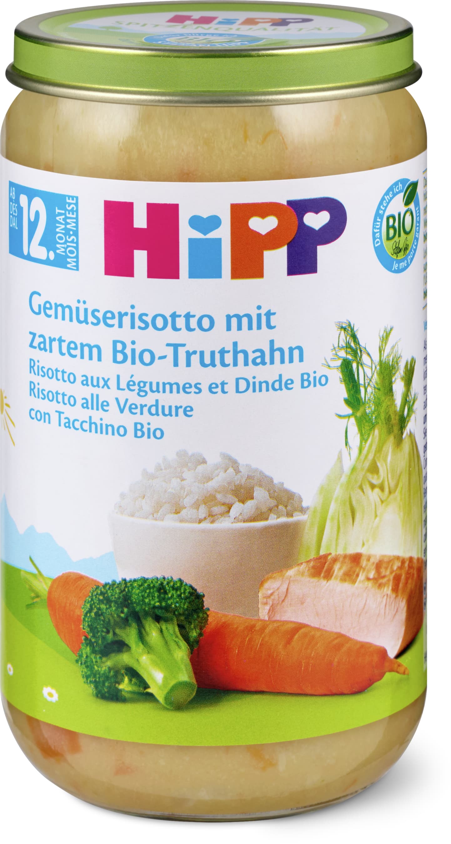 Hipp Gemüserisotto mit zartem Bio Truthahn Bio, nach 12 Monaten 250g